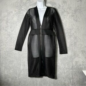 Eien‎ Dress Womens Large Black Sheer Zip Up Gothic Dark Romantic Striped READ